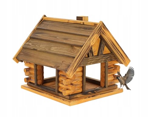 MAZUR Comedero para pájaros de madera, 36 cm x 39,5 cm x 34,5 cm, nido, comedero para pájaros, comedero para pájaros, comedero para pájaros, comedero para pájaros, resistente a la intemperie, pájaros