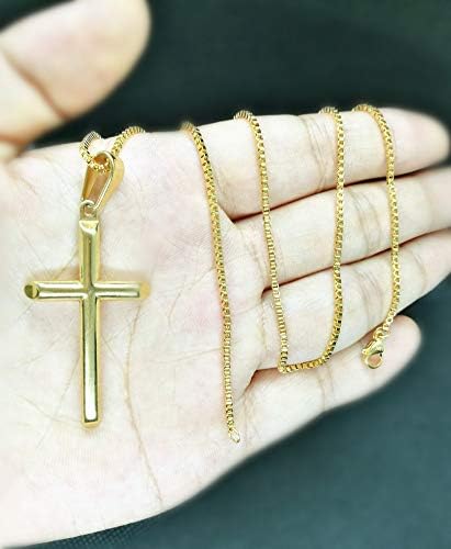 Q&S Jewels Gold Necklaces for Women Men & Teens 1.5mm Box Chain Necklace Stainless Steel 18K Gold Plated,Fashion Statement Jewlery,Thin Yet Durable Chain, Wear lone or with Pendant, 16-26 Inch - Image 3