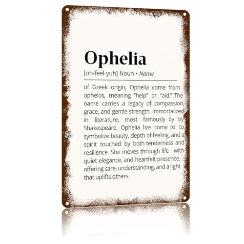 Ophelia Name Meaning Vintage Metal Sign,Text Art Poster Home Wall
