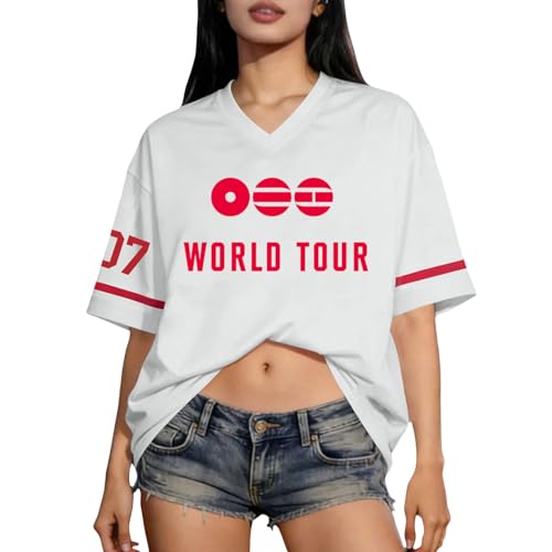 Arirang World Tour Shirts,2026 Korean Boy Band Concert Outfits,Trendy Idol Seven Member Graphic Tees Oversized Tshirts Short Sleeve Tops Fan Merchandise Arirang Jersey Merch Tops(C-White,S)