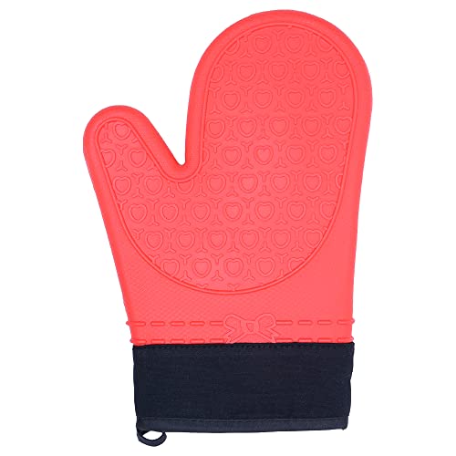 Mimo Style Luva de Silicone Vermelha com Tecido no Pulso, Suporta Temperaturas de Até 220ºC Sem Tran
