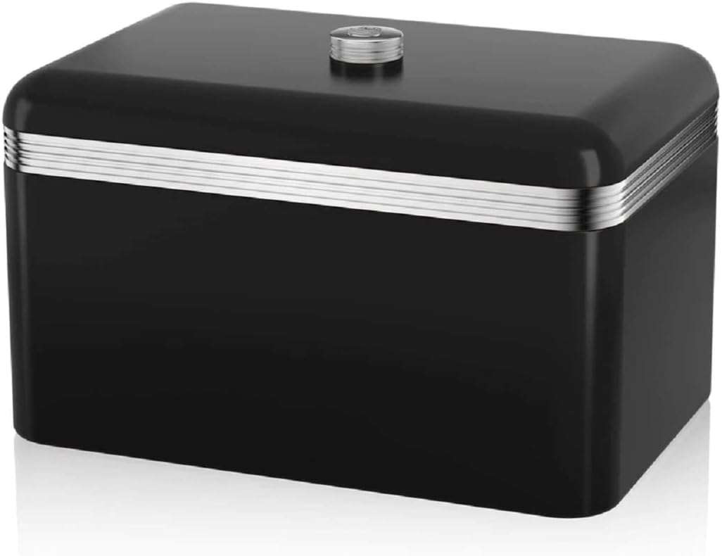 Swan SWKA1010BN Retro Bread Bin, Metal, 18 Litre, Black Amazon.co.uk