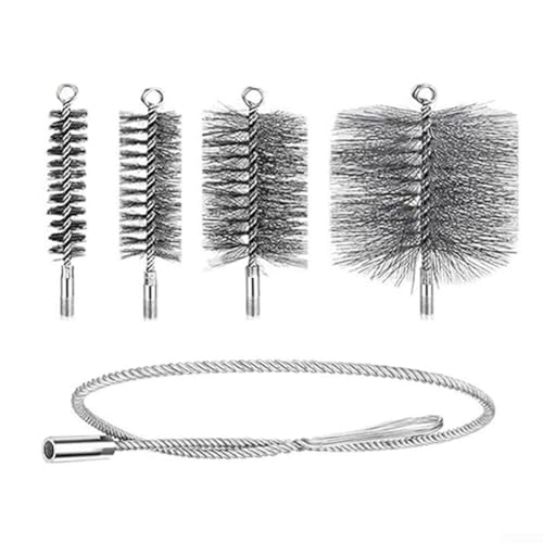 Kit de cepillo de limpieza de chimenea de acero inoxidable giratorio conducto de ventilación Set de limpieza de cabezal de cepillo de 30 mm a 150 mm de diámetro