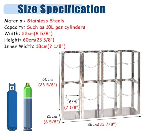Genérico Wózek na cylindry, wysoki stalowy stojak do przechowywania gazu z kołami, aluminiowy wózek do transportu tlenu medycznego do wewnątrz i na zewnątrz, uchwyt ze stali nierdzewnej para