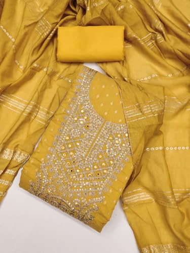 Image of LATEST DRESS MATERIAL FOR WOMEN FEBRIC TYP CHANDERI SILK