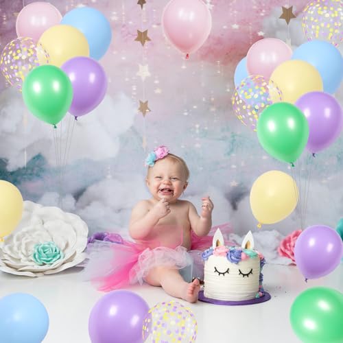 Image of Pastel Balloons Colorful Macaron Pink Blue Yellow Purple Balloon
