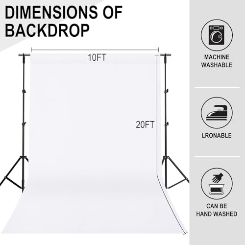 GFCC White Backdrop - 10FTX20FT White Photo Backdrop for Photoshoot Background for Photography Screen Video Recording Picture Background by GFCC - Image 4