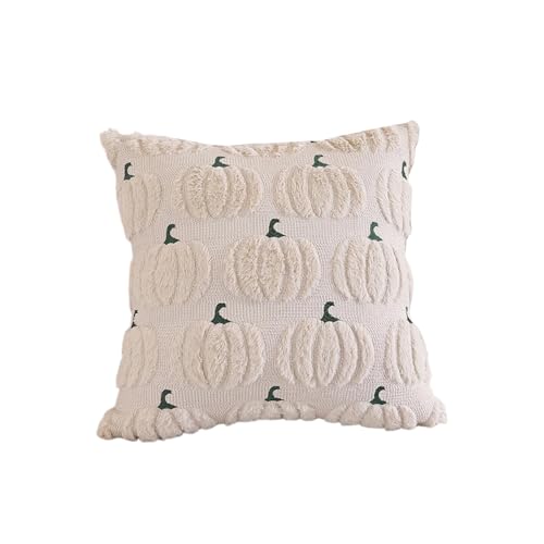 Kouoybt Halloween Pillow Covers Pumpkin Spooky Ghost Cushion Covers Soft 3D Sewing Throw Pillow Cases for Sofa Bed Couch Halloween Decorations (White 45cm*45cm)