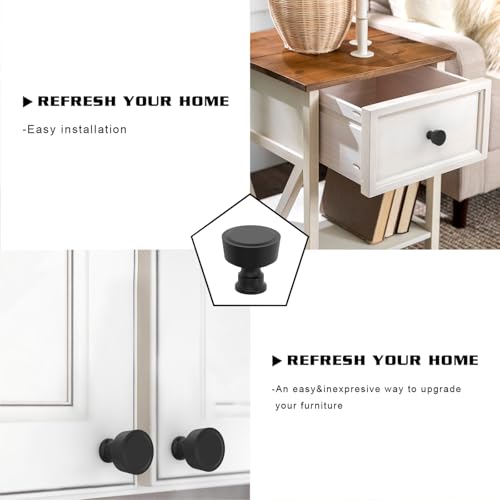 Image of 10 Pack 1-1 /5Inch(30mm) Matte Black Cabinet Knobs for Dresser Kitchen Knob Drawers Pulls Black Hardware for Cabinets Cupboard Bathroom