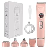 Bikini Trimmer for Women,4 in 1 Electric Razors for Women with Ceramic Blades,Waterproof Pubic Hair and Face Har Trimmer,Replacement Noise Hair and Eyebrow Shaver,Grooming Kit for Travel