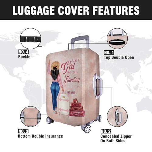 Personalized Woman with Name Just a Girl Who Loves Traveling Pink Luggage Cover Protector Travel Bag Covers Suitcase Cover Travel Bag Covers Gift for Girl Traveling Lovers 1252