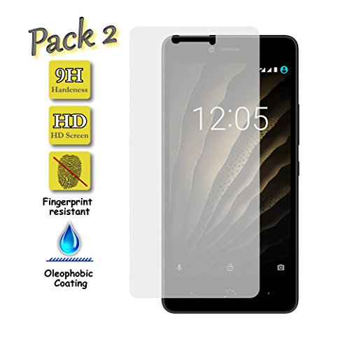 Granadatech [Pack-2] Cristal Templado para BQ Aquaris U l Protector de Pantalla, Calidad HD, Grosor 0,3mm, Bordes Redondeados 2,5D, Resistencia 9H