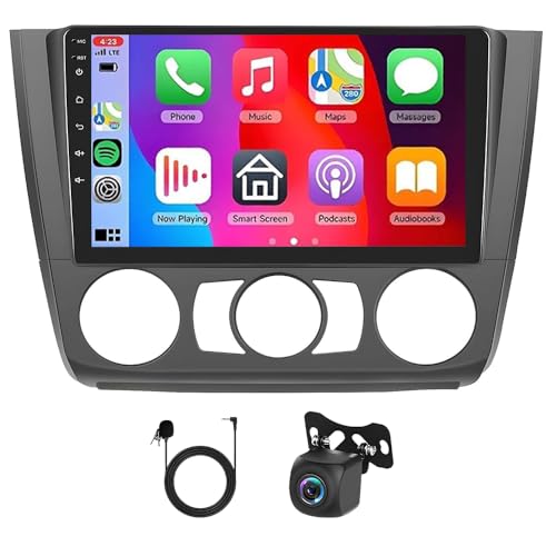 4+64G Android 14 bilradio 2 Din för B&MW 1-serien E88 E82 E81 E87 2004–2011 skärm Bluetooth, 9 tums pekskärm med Carplay Android Radio Display GPS Bakre kamera FM/RDS Mirror Link