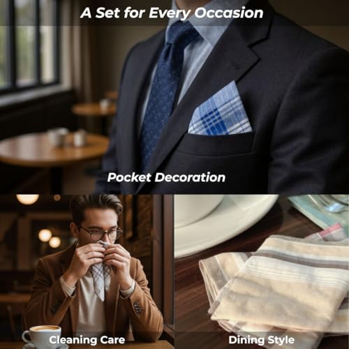 Image of 12 Pack Men's Handkerchiefs for Men Classic Assorted 16 Inch Large Mens Pocket Square Hankies Gents Hankerchieves