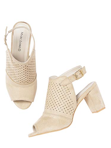 Image of Marc Loire Women's Block Heels Synthetic Backstrap High-Top Sandals Mules