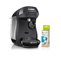 Bosch Tassimo happy friendly Kapselmaschine TAS102EA, über 70 Getränke, geeignet für alle Tassen, Abschaltautomatik, nachhaltig, inkl. Entkalkungstabletten, platzsparend, 1400 W, schwarz – Ansicht 1