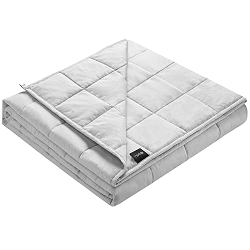 ZonLi Weighted Blanket (100% Cotton,48''x72'',12lbs, Light Grey), Cooling Weighted Blanket for Adults, High Breathability Heavy Blanket, Soft Material with Premium Glass Beads by ZonLi - Used condition - US$36.02