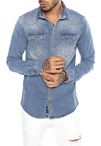 Redbridge Premium Denim Hemd Jeanshemd Casual Freizeithemd Hellblau XL