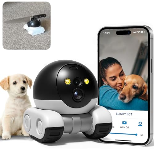 SHFOUZY 2026 New 1080p HD DIY Bot Robot Home Cameras on Wheels, Movable Pet Cameras Battery-Powered, 2-Way Talk, Night Vision, APP Remote Control, Night Vision, Smooth Pan & Tilt (64 GB)
