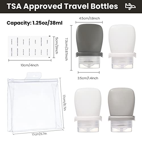 RONRONS 4 Pack 1oz TSA Approved Leakproof Silicone Travel Squeeze Bottles for Toiletries, Shampoo, Salad Dressing, Travel Essentials2