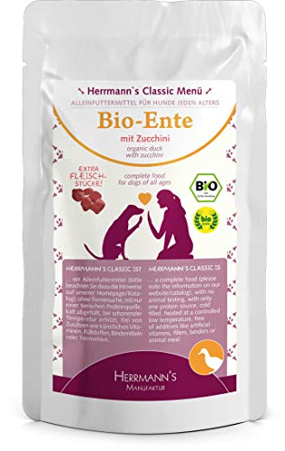 Herrmanns Ente Menu 1mit Kürbis, Zucchini, Banane, Nachtkerzenoel 130g Bio Hundefutter, 12er Pack (12 x 0.13 kg)