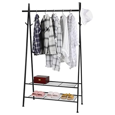 eSituro Perchero Burro de Ropa con Estante para Zapatos e 4 Ganchos Cover