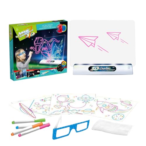 Tapis de dessin LED pour enfant avec tablette magique lumineuse 3D et feutres fluorescents