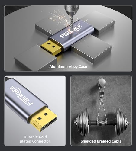 Cabo USB C para DisplayPort 1.4 de 1,8 m, [8K a 60Hz. 4k@144Hz 120Hz 60Hz, 2K@240Hz], cabo USB-C par