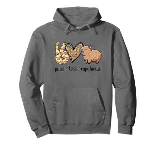 Kawaii Kids Womens Girls Peace Love Meme Lover Capybara Pullover Hoodie