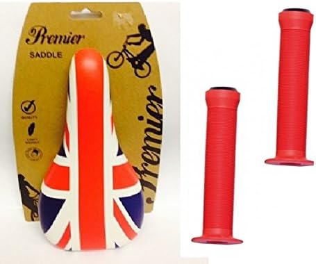 Roaduserdirect Cycle PackagesPremier Union Jack BMX Saddle & Red Krayton Grips Pack