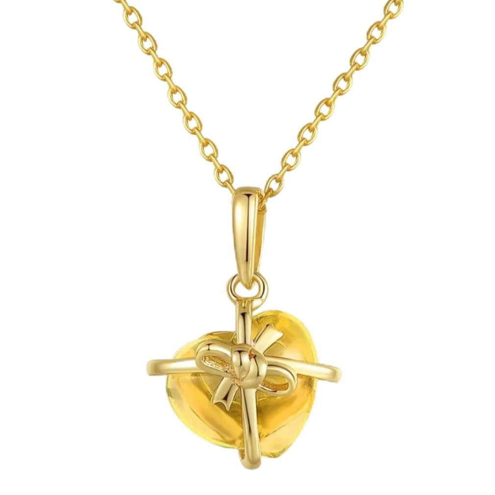 Bijoux collier pendentif cœur citrine naturelle véritable avec chaîne