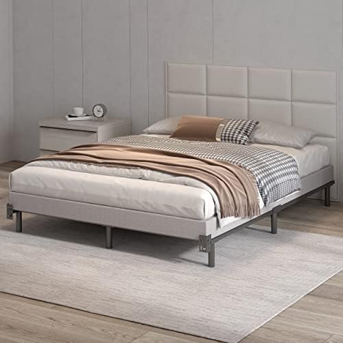 Realuson Basics Metal Bed Frame,7 Inch Low to Ground Bed Base 9-Leg Support for Box Spring and Mattress,Full Size Heavy Duty Sturdy Black Bedframe,Tool-Free Easy Assembly