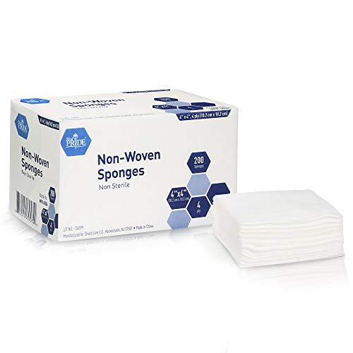Medpride Surgical Sponges 4'' x 4'' 200 Pack - Gauze Pads Non sterile - First Aid Wound Care Dressing Sponge  ??n-Woven Medical, Non-Adherent Mesh Bandages  Absorbent for Injuries  4 Ply
