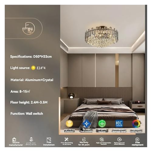 Lustre de plafond moderne LED en cristal doré rond 50 cm lumière chaude - 3