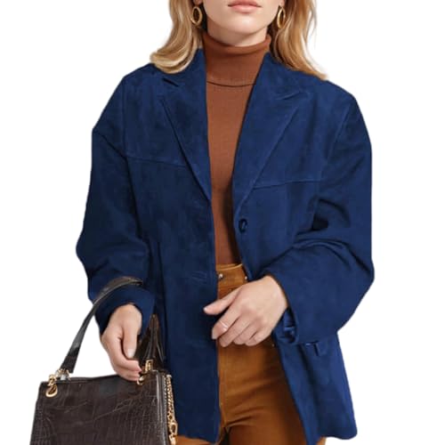 Vestes de costume en suédine avec revers cranté pour femme