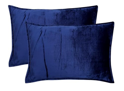 Image of RD TREND Presents Velvet 250 GSM Pillow Cover Set of 2 with Zipper,Size -18 inch x 28 inch Inches (45x71 Cm) (Blue)