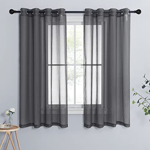 PONY DANCE Rideau Voilage - Voilages Lot de 2 Rideaux Interieurs de Salon Moderne 140 x 160 Décoration Maison Chambre pour Petites Fenêtres Draperies...