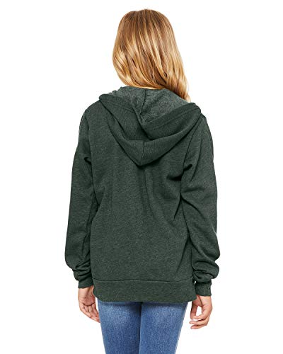 BELLA + CANVAS Youth Sponge Fleece Full-Zip Hoodie M Heather Forest2