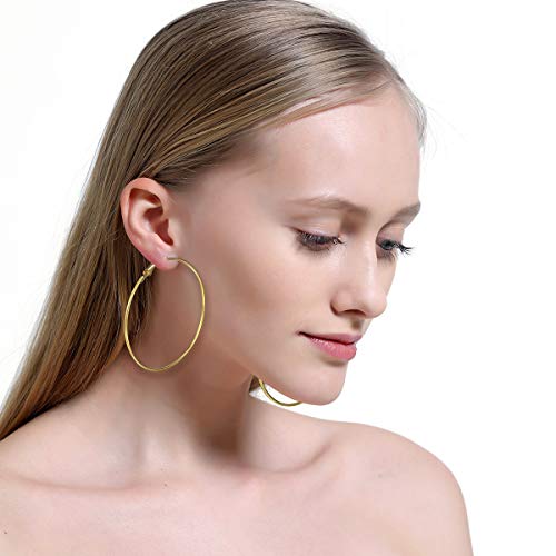 Aidsotou 10 Pairs Geometric Big Hoop Earrings 50Mm-60Mm Large Stainless Steel Square Star Heart Shaped Hoop Earrings For Women Girls(Gold Silver) #TOP4