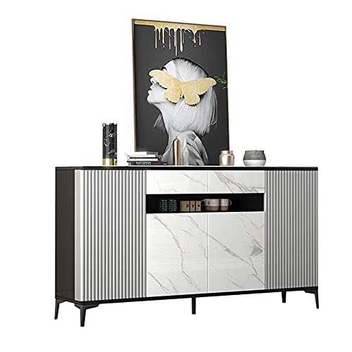 QINJIE Aparador Moderno para Buffet, aparador de Cocina, aparador de Madera Multiusos, para Sala de Estar, Cocina, Comedor o Entrada,63in