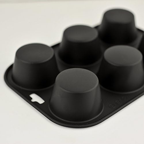 Selecto Bake - 6 Cup Silicone Bun/Muffin Mould - Non Stick Tray Baking (Black)