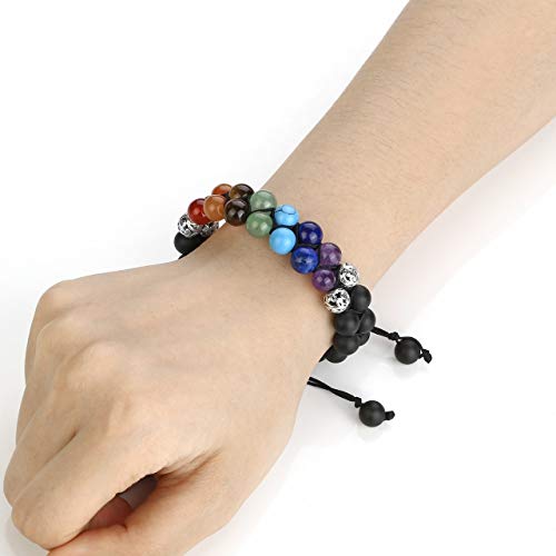 Image of Top Plaza Bead Chakra Bracelet 7 Chakras Healing Crystals Bracelet Yoga Stone Beads Bracelets Meditation Relax Anxiety Bangle for Womens Mens