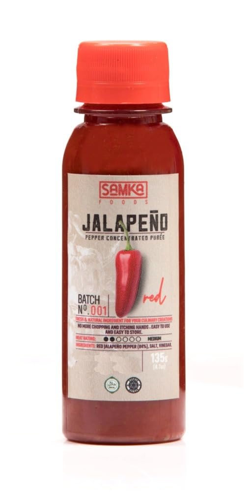 Samka Foods Red Jalapeño Pepper Concentrated Puree Sauce, Hot, Natural Spicy Paste - 500 g