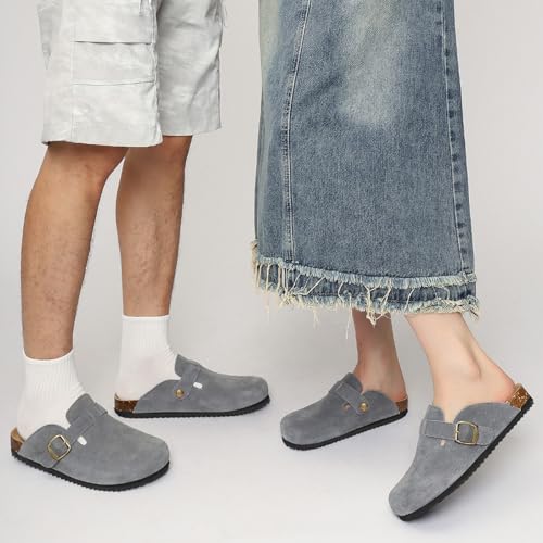 Image of ZUSERIS Suede Clogs for Women Men Wide Width Leather Mules