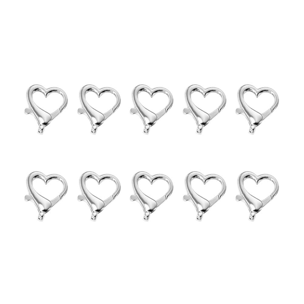 HEALLILY 10 pcs Heart Lobster Clasp Charms Metal Jewelry Making Clasps for Necklace Bracelet Keychain DIY Crafts and Handmade Accessories