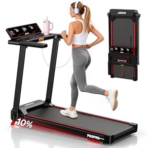 JOROTO Laufband für Zuhause mit Steigung 10%, Laufband Klappbar bis 12 km/h, mit LED-Display, Bluetooth App-Kompatibel, 2.75 HP Walking Pad für Zuhause & Büro, bis130 kg