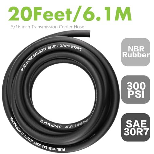 Image of Jeemiter 5 /16 inch ID (8mm) Fuel Line Hose 20FT - SAE 30R7 NBR Rubber Universal Kit with 10 Clamps - Long Length for Automotive, Small Engine, Marine Gas & Oil Lines