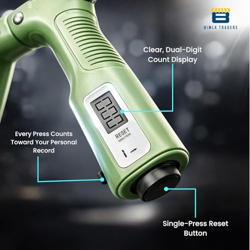 Image of CRAE Hand Gripper with Counter - Adjustable Grip Strengthener, 100 KG Capacity for Forearm, Wrist & Finger Workout Men & Women (Green)