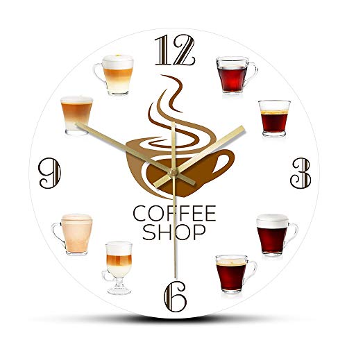 Types Of Espresso's Cup Coffee Shop Kitchen Wall Clock Coffee Wall Sign For Bars Restaurants Cafes Pubs Coffee Lover Home Decor #TOP2