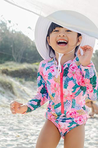 Tame The Sun Long Sleeve Swimsuit For Girls, Upf 50+, Ages 3-12 - Frills, One Piece Rash Guard Girls Bathing Suit (Pink, 8) #TOP4